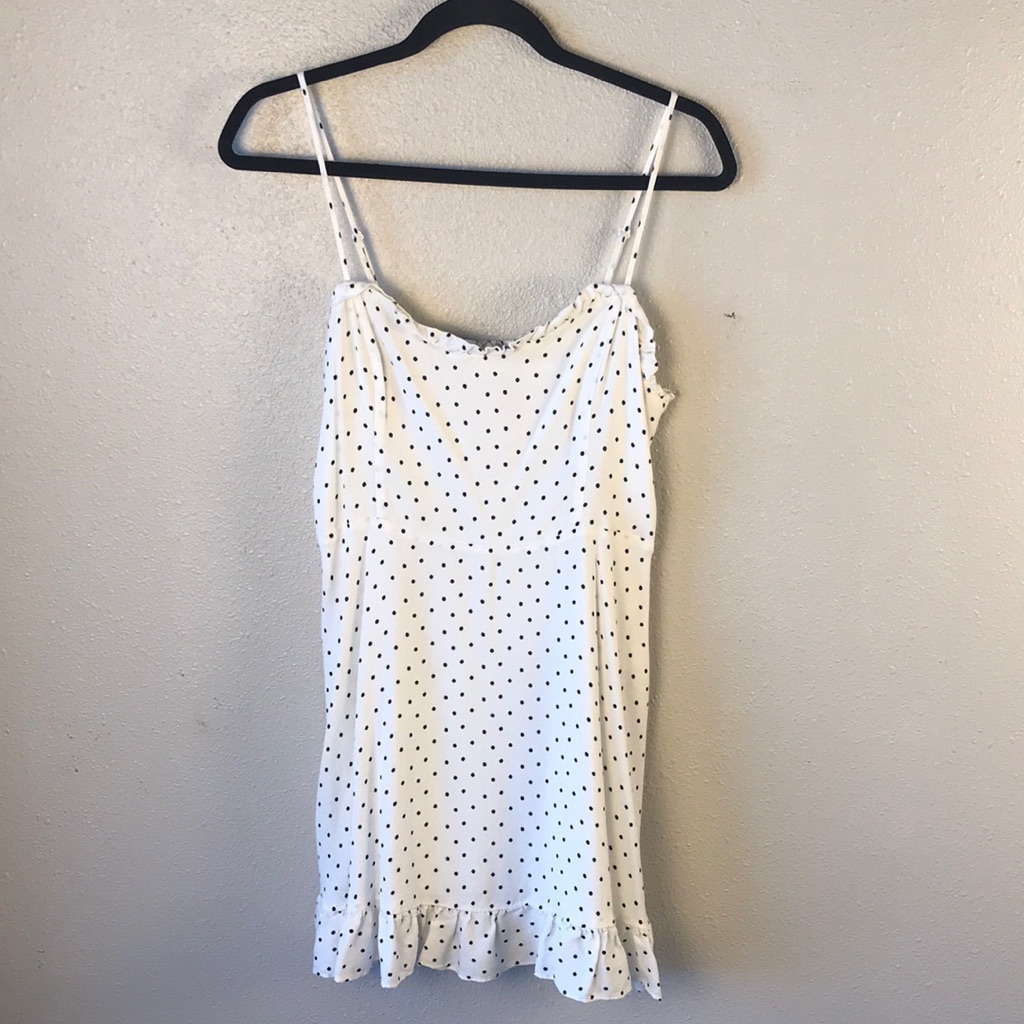 Aritzia Sunday Best Bambi Dress White With Black Polka Dot Size 10